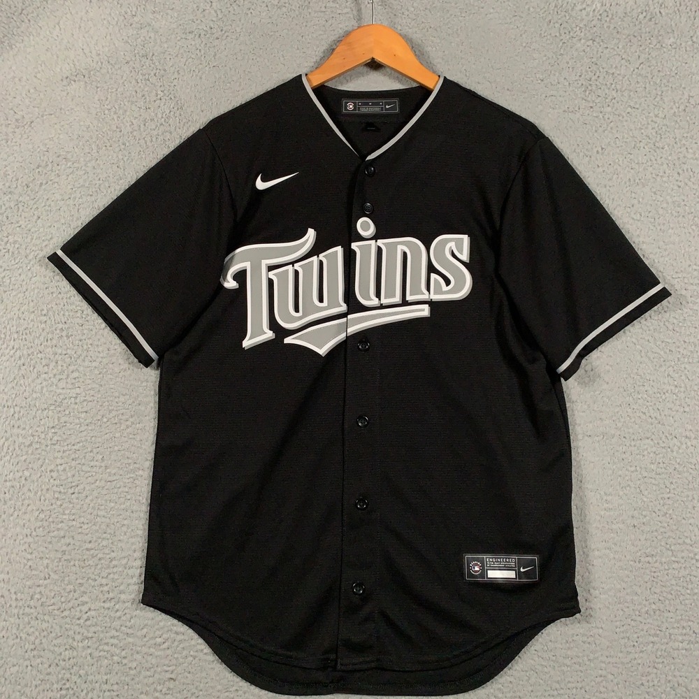 Nike Minnesota Twins Baseball Jersey Men's Medium M Black Grey Button Front MLB